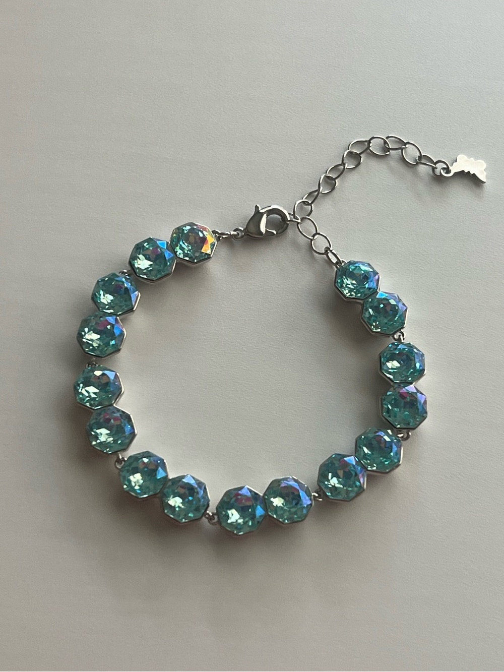 Iridescent Aqua Cut-Crystal Tennis Bracelet nip
